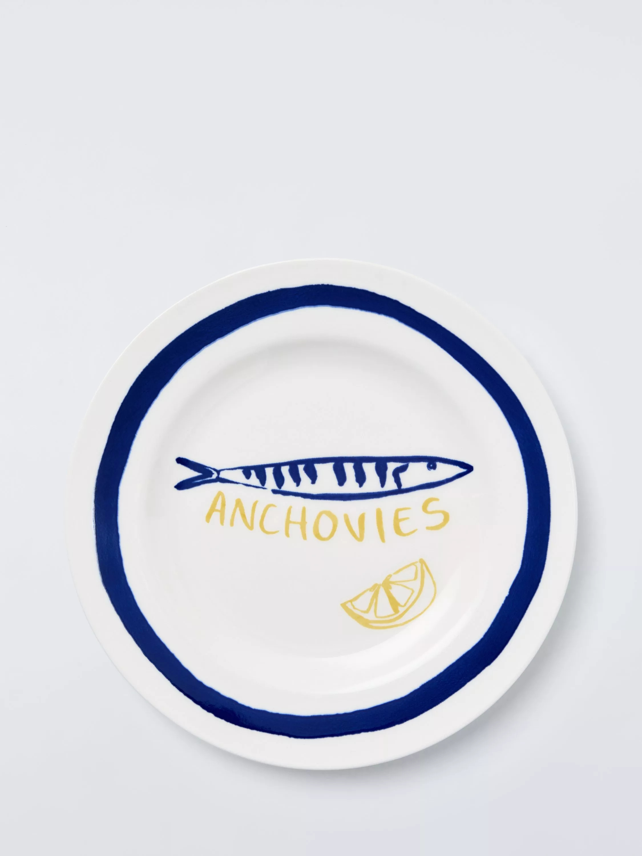 John Lewis Anchovies Fine China Side Plate, 19cm, White/Blue | John Lewis (UK)