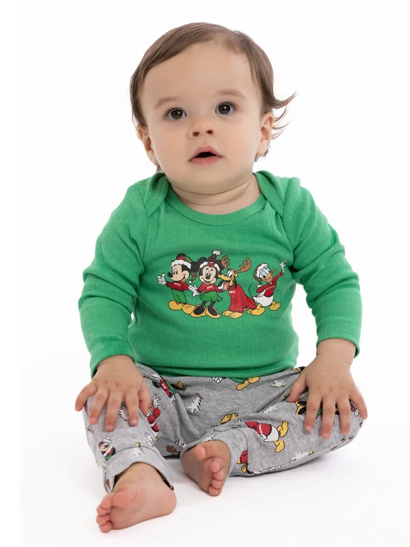 Mickey Mouse Baby Boys Christmas Graphic Bodysuit and Jogger Pants Set, 2-Piece, Sizes 0M-12M | Walmart (US)