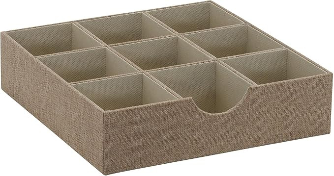 Household Essentials Brown 723-1 Deep 9 Section Drawer Organizer Box for Storage | 12 in x 12 in ... | Amazon (US)