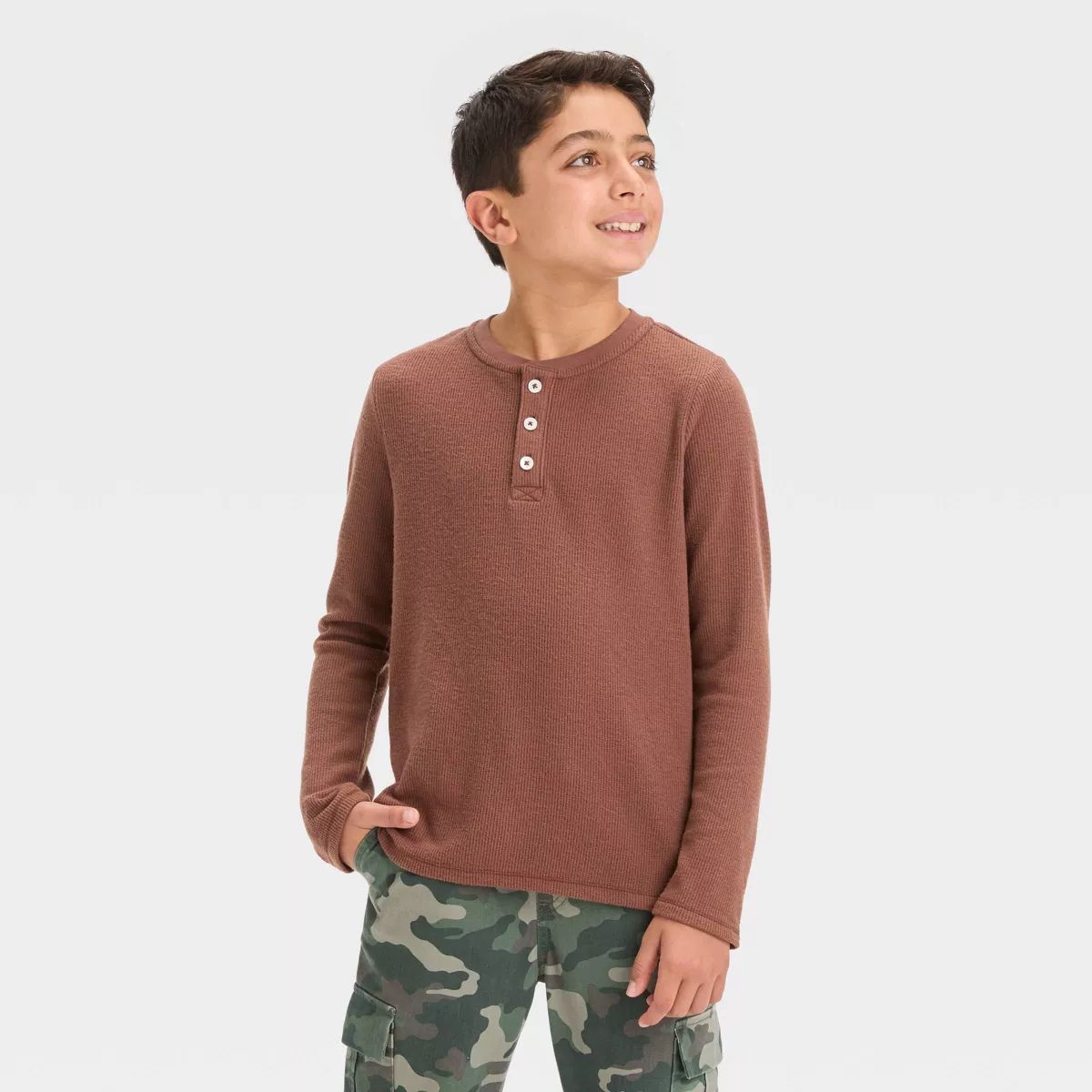 Boys' Long Sleeve Thermal Henley Shirt - Cat & Jack™ | Target