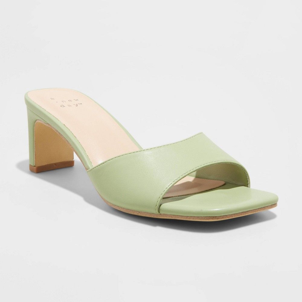Women's Lindie Mule Heels - A New Day Dark Green 7.5 | Target