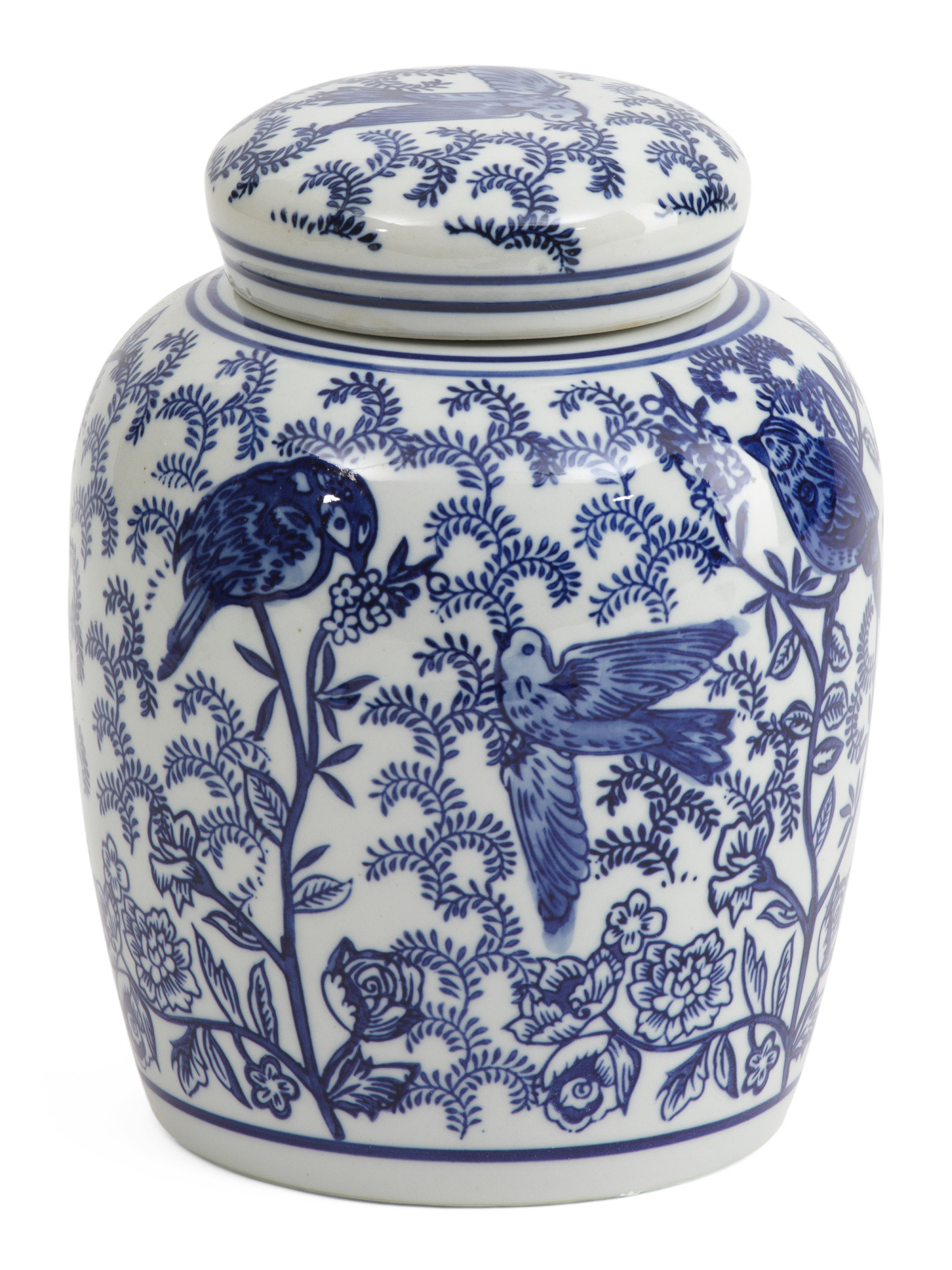 7.75x10 Bird Chinoisere Ceramic Jar With Lid | TJ Maxx