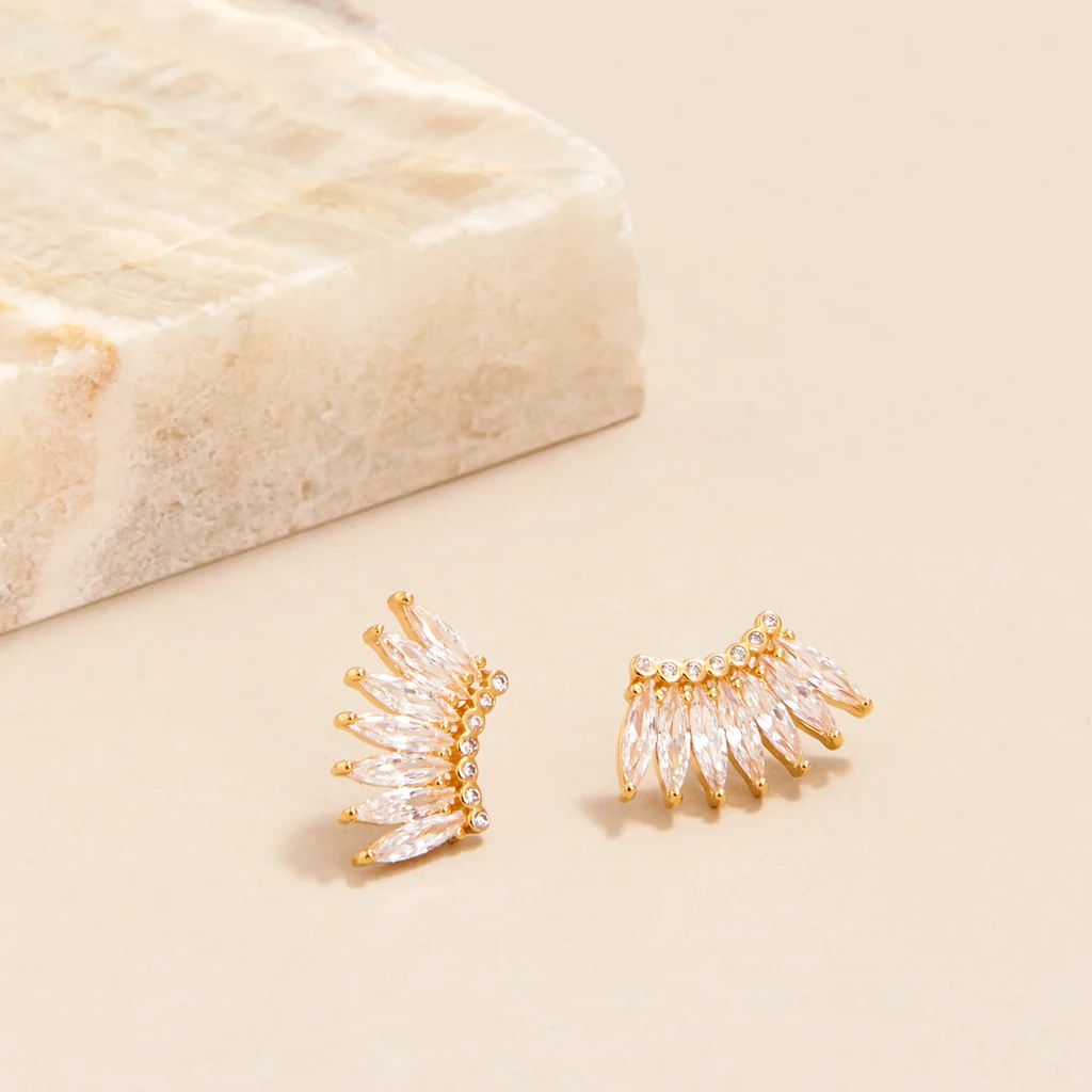 Petite Crystal Madeline Earrings Gold | Mignonne Gavigan