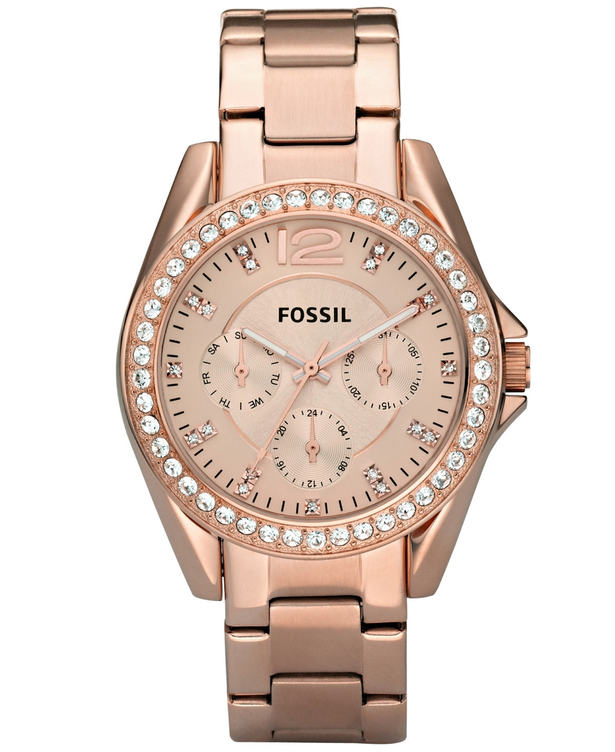 Fossil Women's Riley Rose Gold Plated Stainless Steel Bracelet Watch 38mm | Macy's