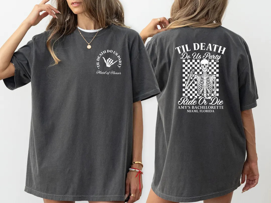 Ride or Die Gothic Bachelorette Shirts, Gothic Bride Shirt Comfort Colors®, Skeleton Maid of Hon... | Etsy (US)