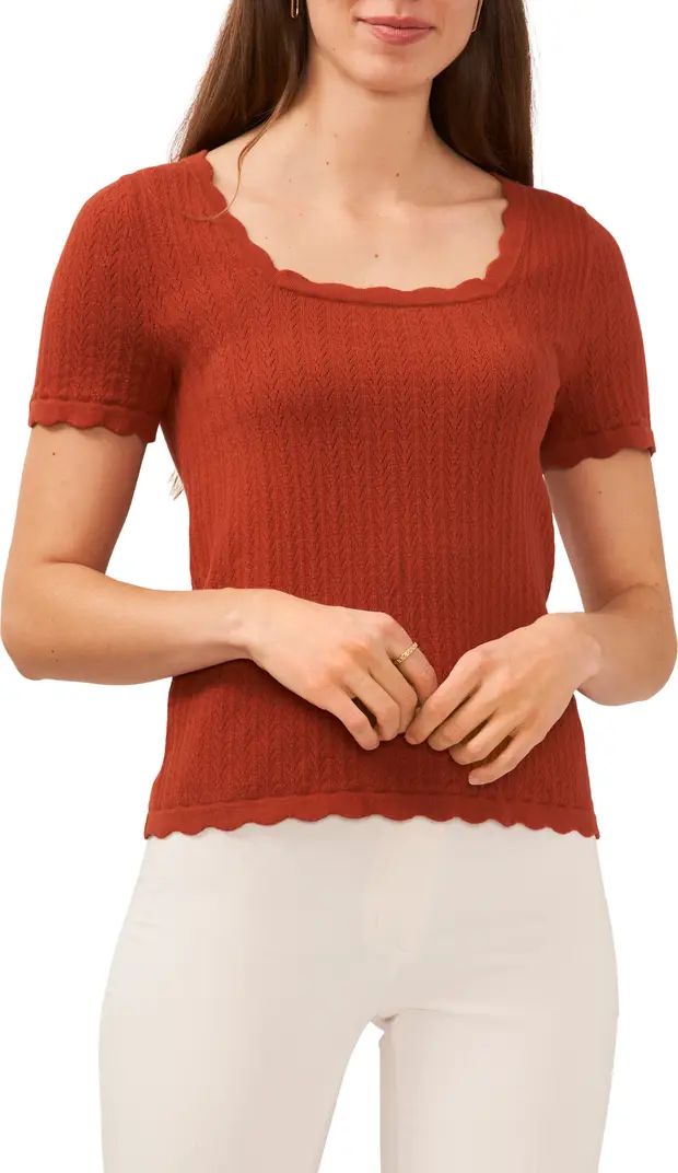 Halogen® Short Sleeve Pointelle Stitch Sweater | Nordstromrack | Nordstrom Rack