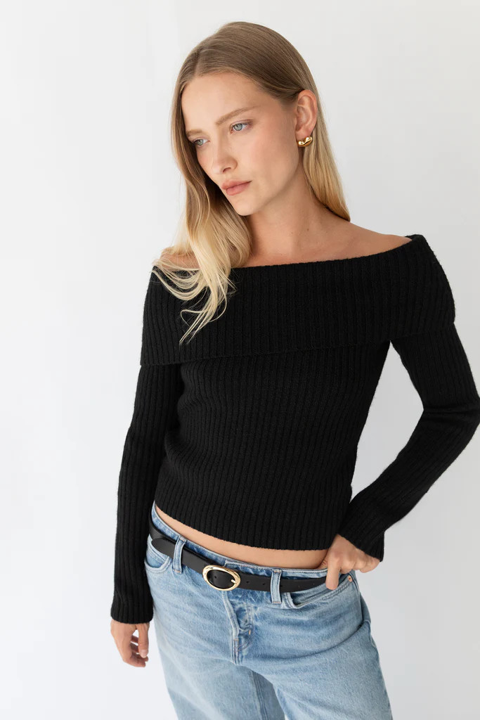 CROPPED OFF THE SHOULDER SWEATER | OAK + FORT