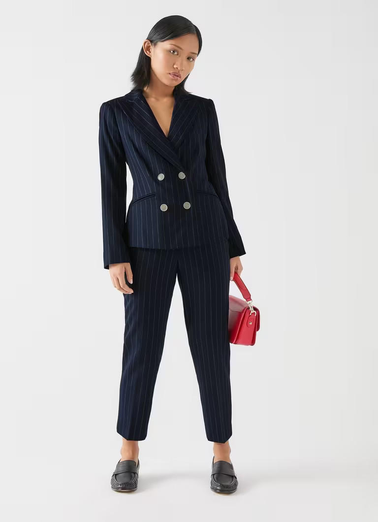 Bella Petite Blue & Navy Wool Pin Stripe Blazer | L.K. Bennett (UK)