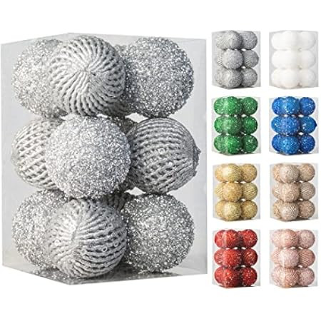 ChrisWish Silver Christmas Ball Ornaments, Christmas Ball Decorations Shatterproof Plastic Hanging P | Amazon (US)