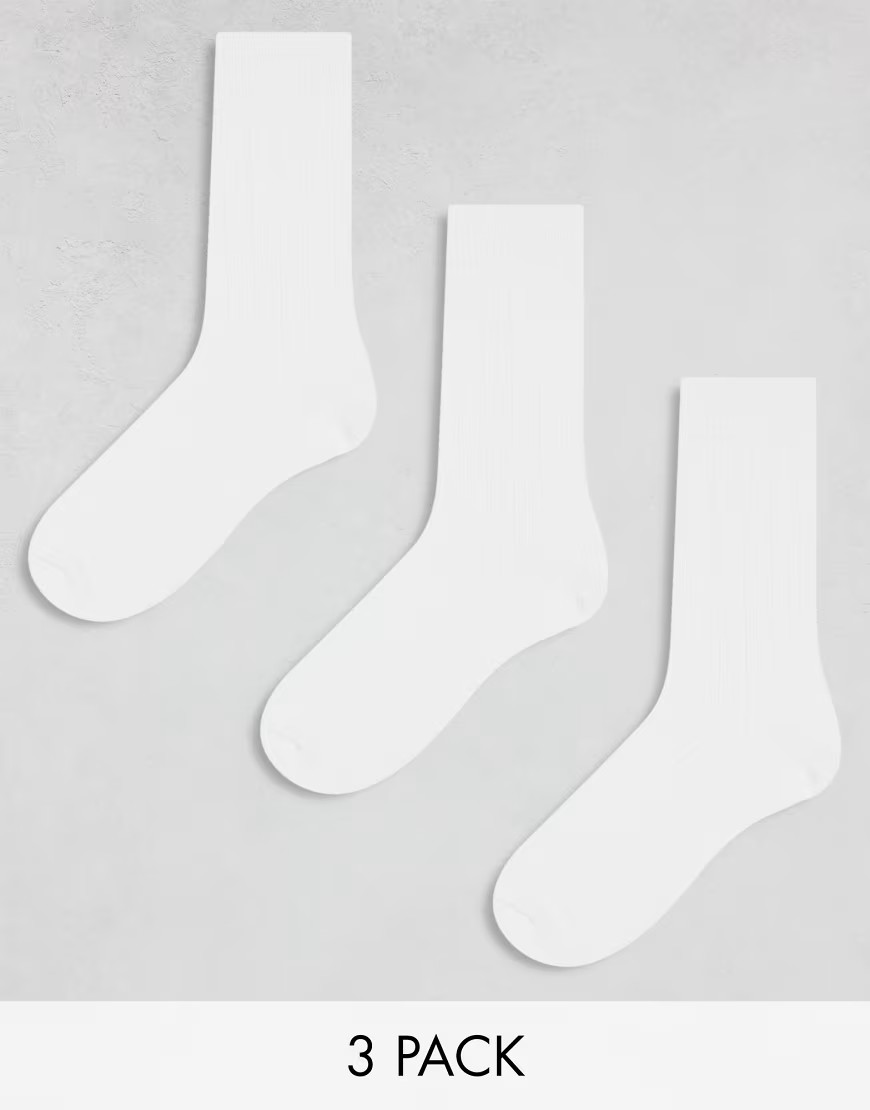 ASOS DESIGN 3 pack ribbed sock in white | ASOS (Global)