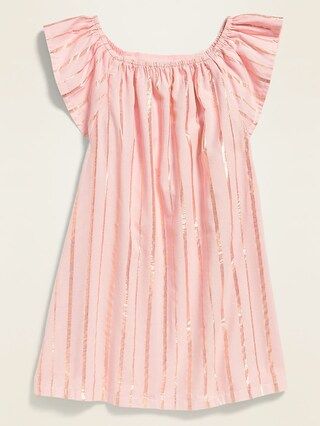 Metallic-Stripe Flutter-Sleeve Dress for Toddler Girls | Old Navy (US)