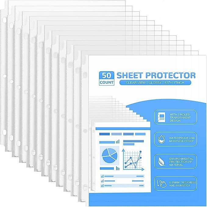 Teskyer Sheet Protectors 8.5 x 11 Inches, Clear Page Protectors for 3 Ring Binder, Letter Size Pl... | Amazon (US)