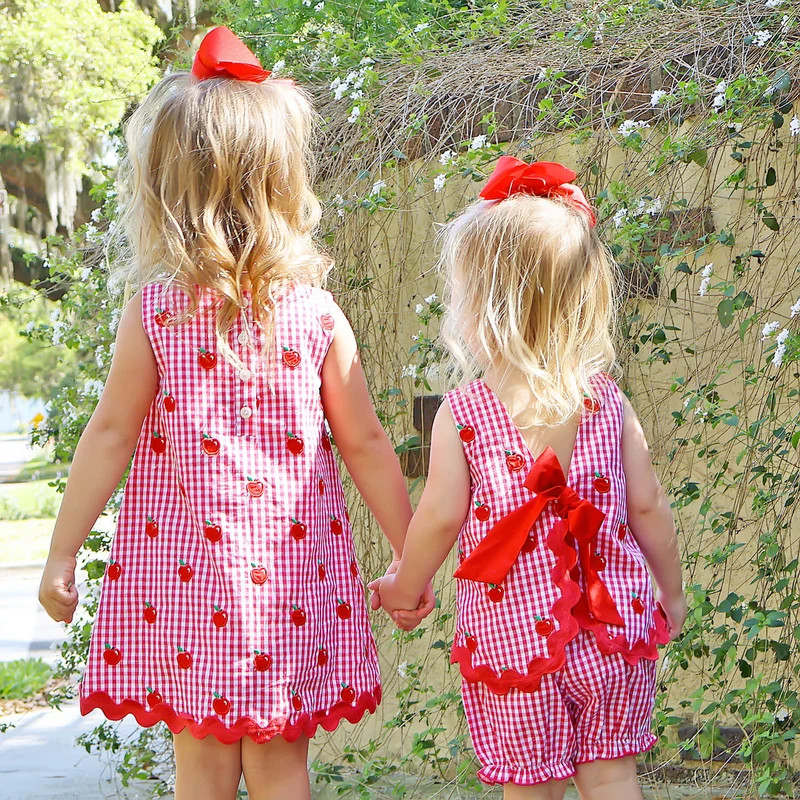 Tiny Apples Red Gingham Sadie Bloomer Set | Classic Whimsy