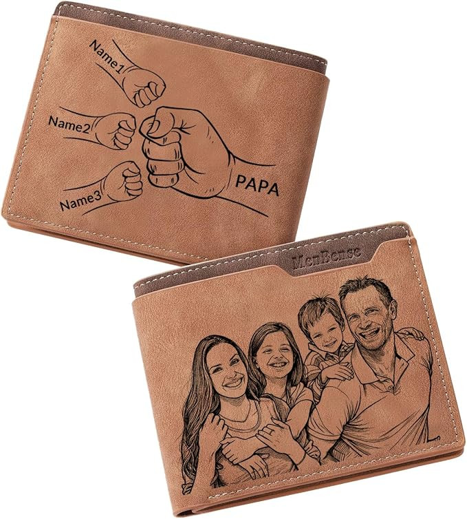 Personalized Dad Gifts Custom Wallets From Daughter Son - Engraved Photo & Fist Name Personalized... | Amazon (US)