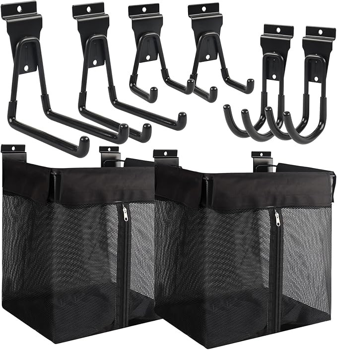 ZORUNNA 2PCS Slatwall Basket with Zipper, 6 PCS Heavy Duty Hooks, 16x15x11 Inch Slatwall Accessor... | Amazon (US)