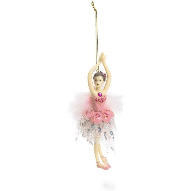 7.25" Pink Ballerina Dancer Ornaments, Christmas Tree Hanging Decorations - Walmart.com | Walmart (US)
