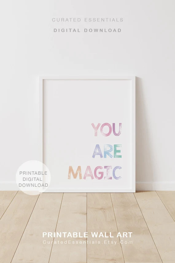 You Are Magic Print, Printable Wall Art, Nursery Decor, Girl Nursery Print, Kids Room Decor, Pink... | Etsy (US)