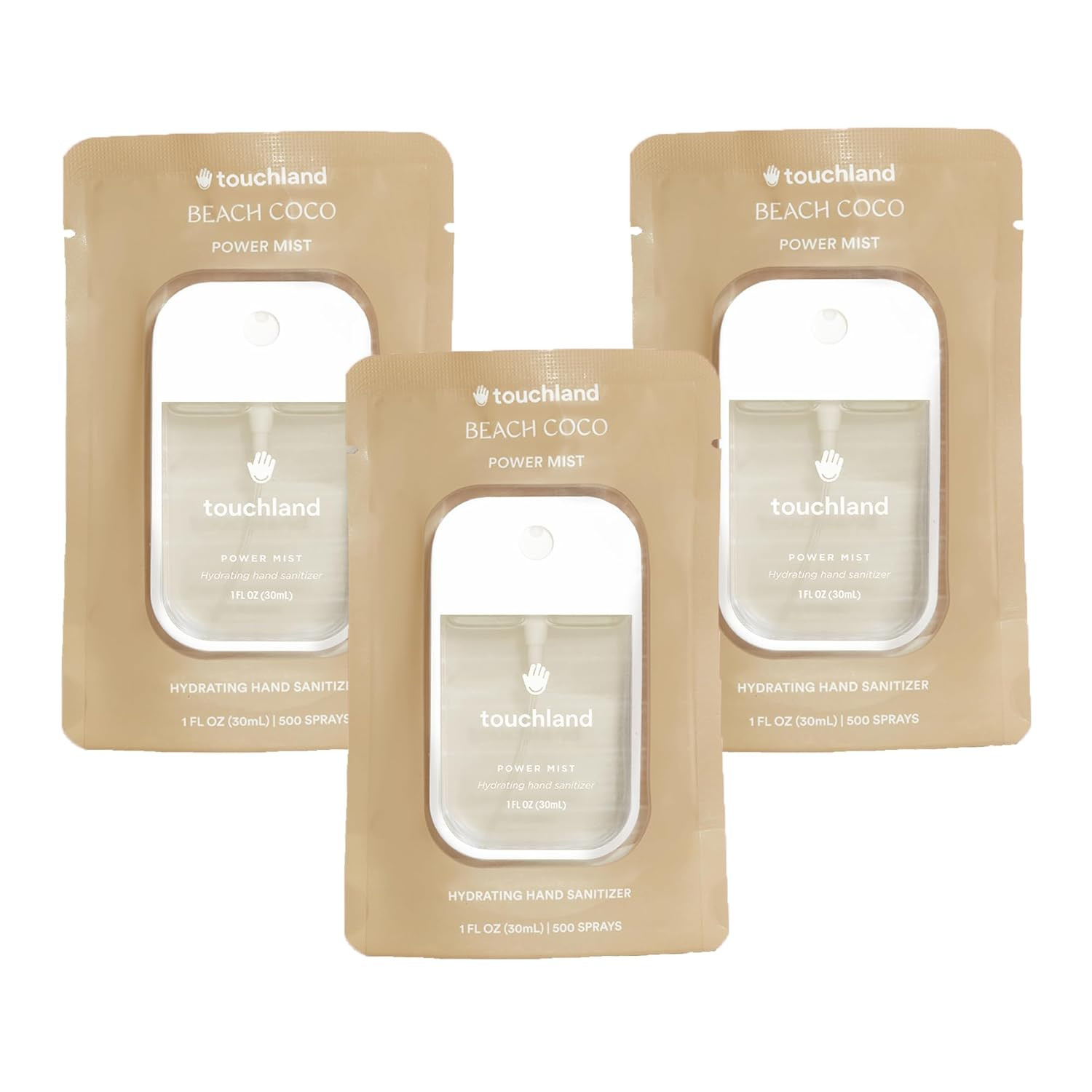 Touchland Hydrating Hand Sanitizer Spray – Beach Coco Trio Set, Dye Free – 3 x 1 FL OZ Travel... | Amazon (US)