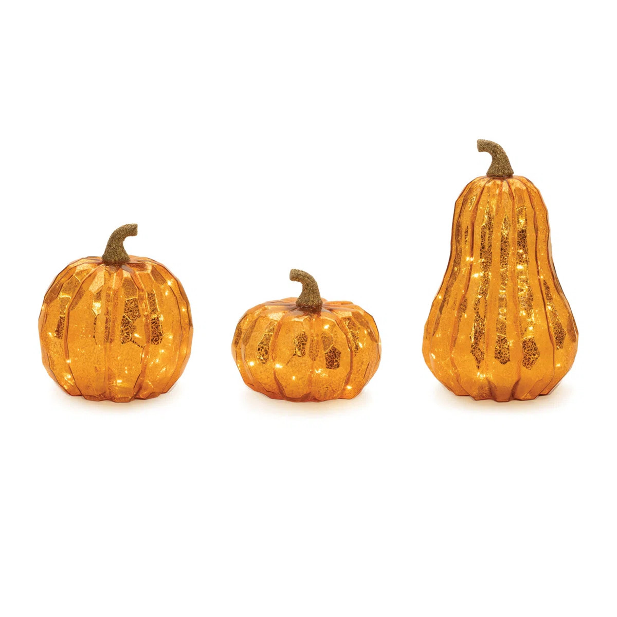 The Holiday Aisle® LED Mercury Glass Pumpkin Décor | Birch Lane | Birch Lane
