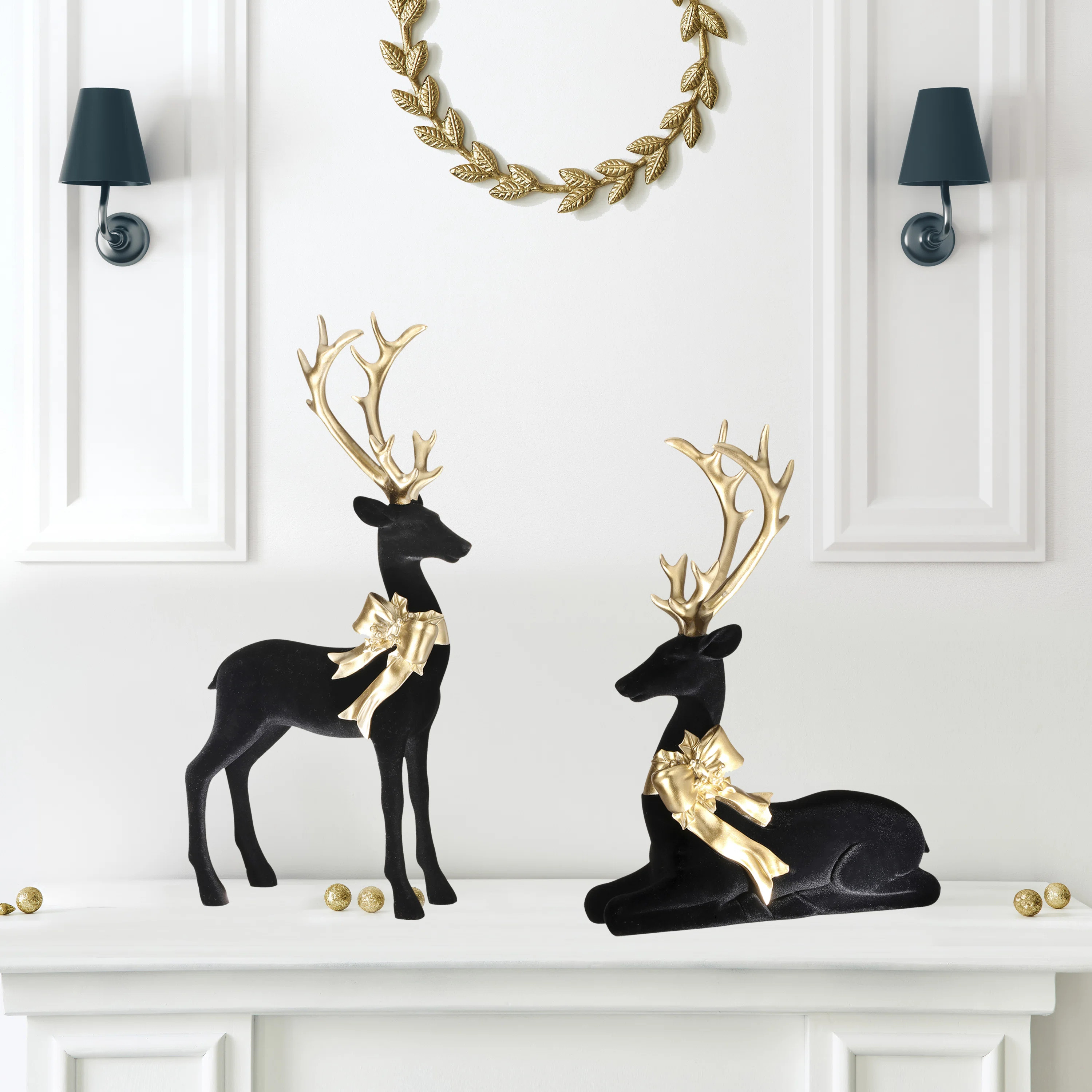 Resin Flocked Elegant Deer Set of 2 (Set of 2) | Wayfair North America