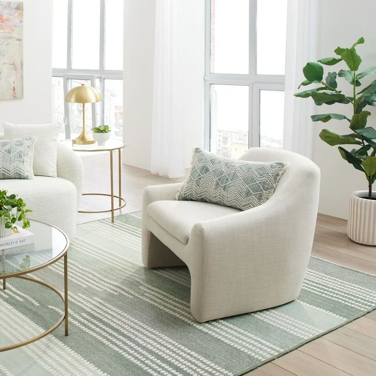 Better Homes and Gardens Emerson Curvy Accent Chair, Cream Linen | Walmart (US)