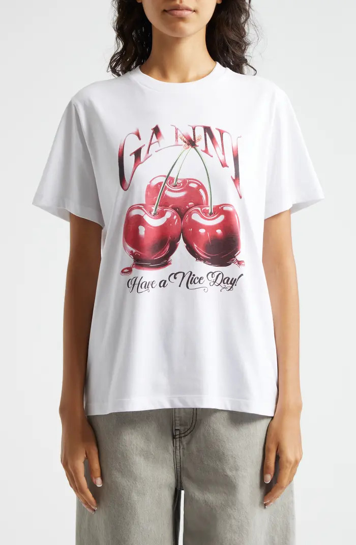 Ganni Cherry Organic Cotton Graphic T-Shirt | Nordstrom | Nordstrom
