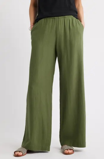 Caslon® Wide Leg Pull-On Linen Blend Pants | Nordstrom | Nordstrom