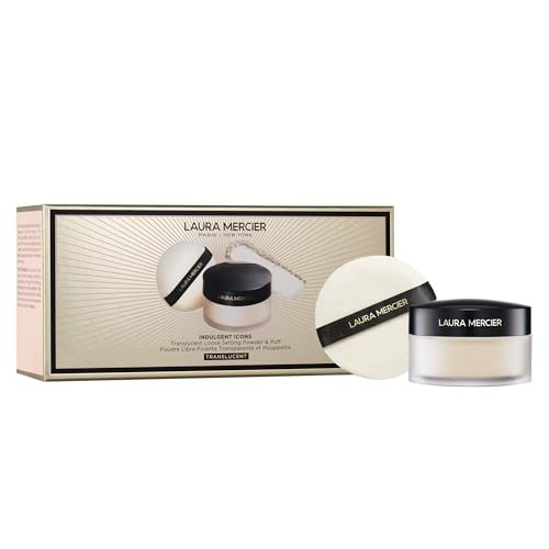 Laura Mercier Translucent Loose Setting Powder, 24HR Shine Control, Soft Matte Finish, Long Lasting Wear, Best for Normal to Oily Skin, Velour Puff Included, Indulgent Icons Holiday Gift Set | Amazon (US)