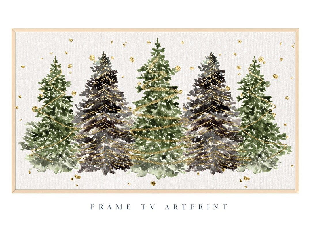 Samsung Frame TV Art  watercolor Christmas Trees - Etsy | Etsy (US)