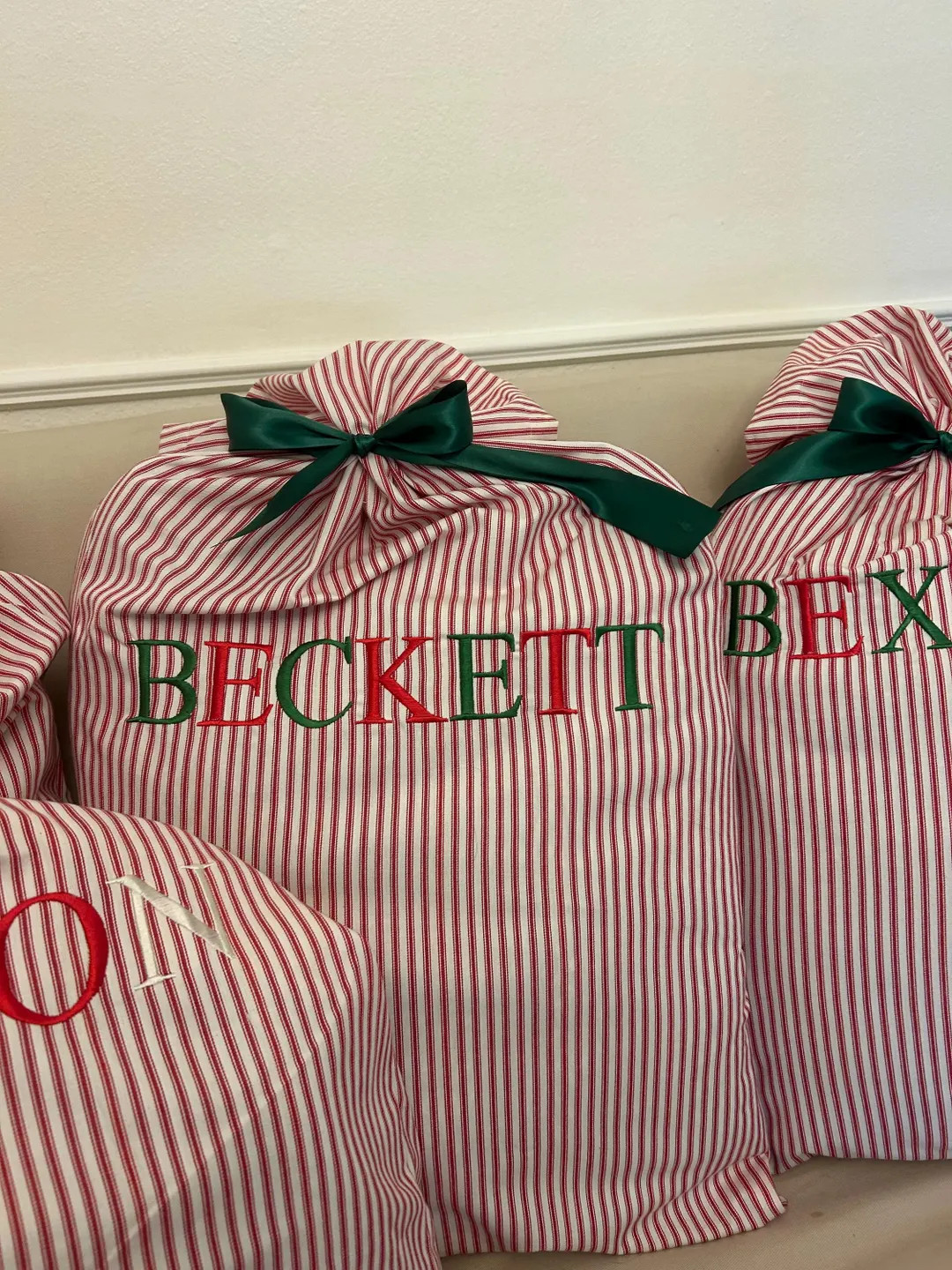 Personalized Striped Santa Sack: Embroidered Christmas Stocking - Etsy | Etsy (US)