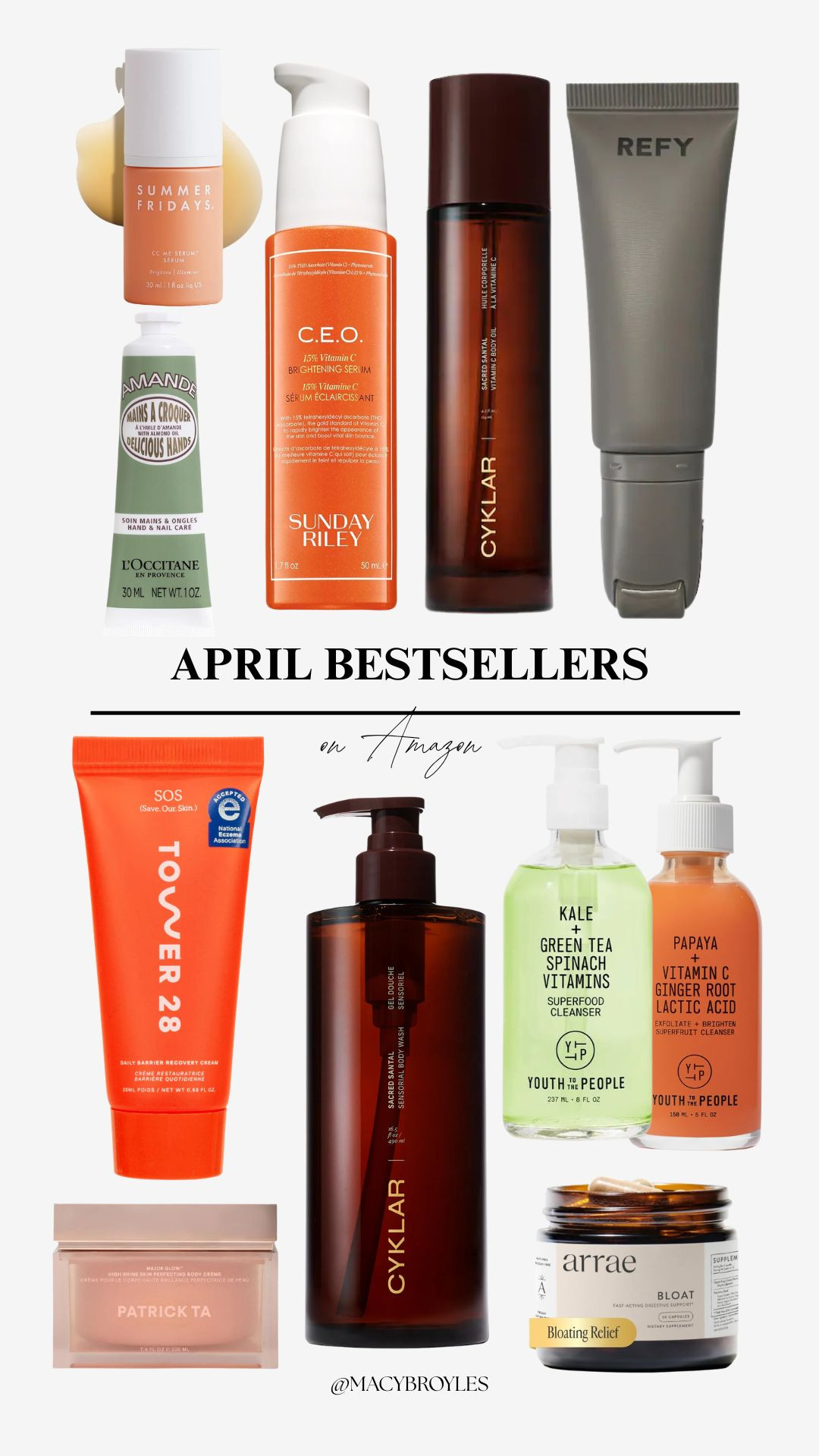amazon's april bestsellers 🐻🍊

summer fridays, loccitane, sunday riley, youth to the people, cyklar, arrae, tower 28, patrick ta & refy 

 #LTKselfcare #LTKBeauty