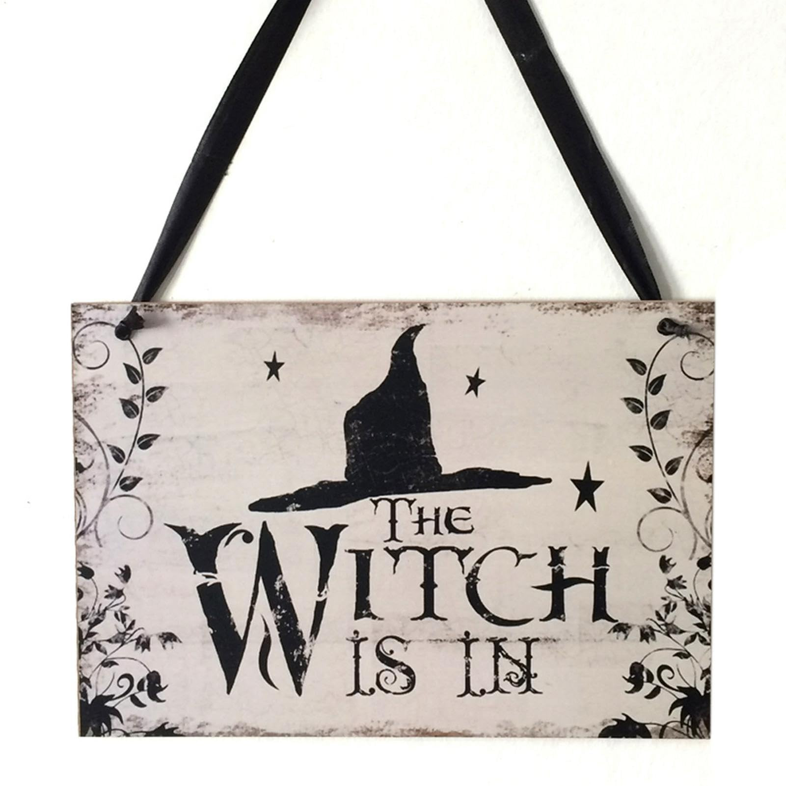 Halloween Hanging Sign, The Witch is in Wooden Plaque Hanging Sign Welcome Sign for Front Door Ro... | Amazon (US)