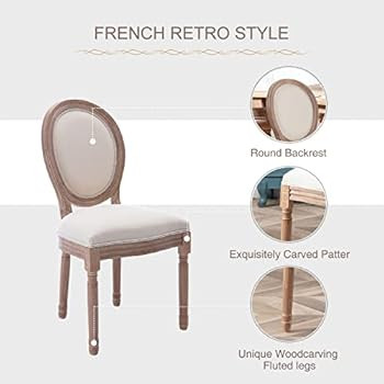 Virabit French Country Dining Chairs Set of 2, Vintage Louis Chairs with Curved Backrest and Beau... | Amazon (US)