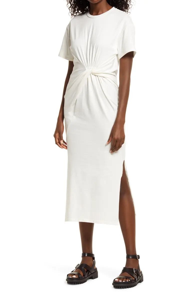 Twist Stretch Cotton Midi Dress | Nordstrom