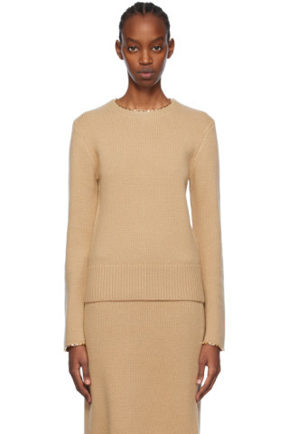 Tan Chain-Edge Wool Sweater | SSENSE