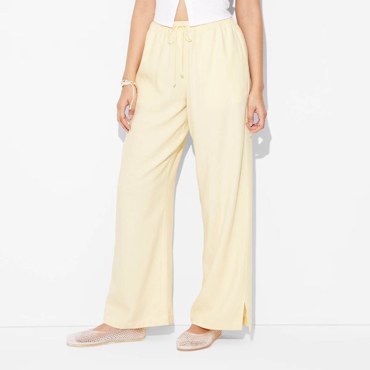Women's Pull-On Linen Pants - Wild Fable™ White 4X | Target