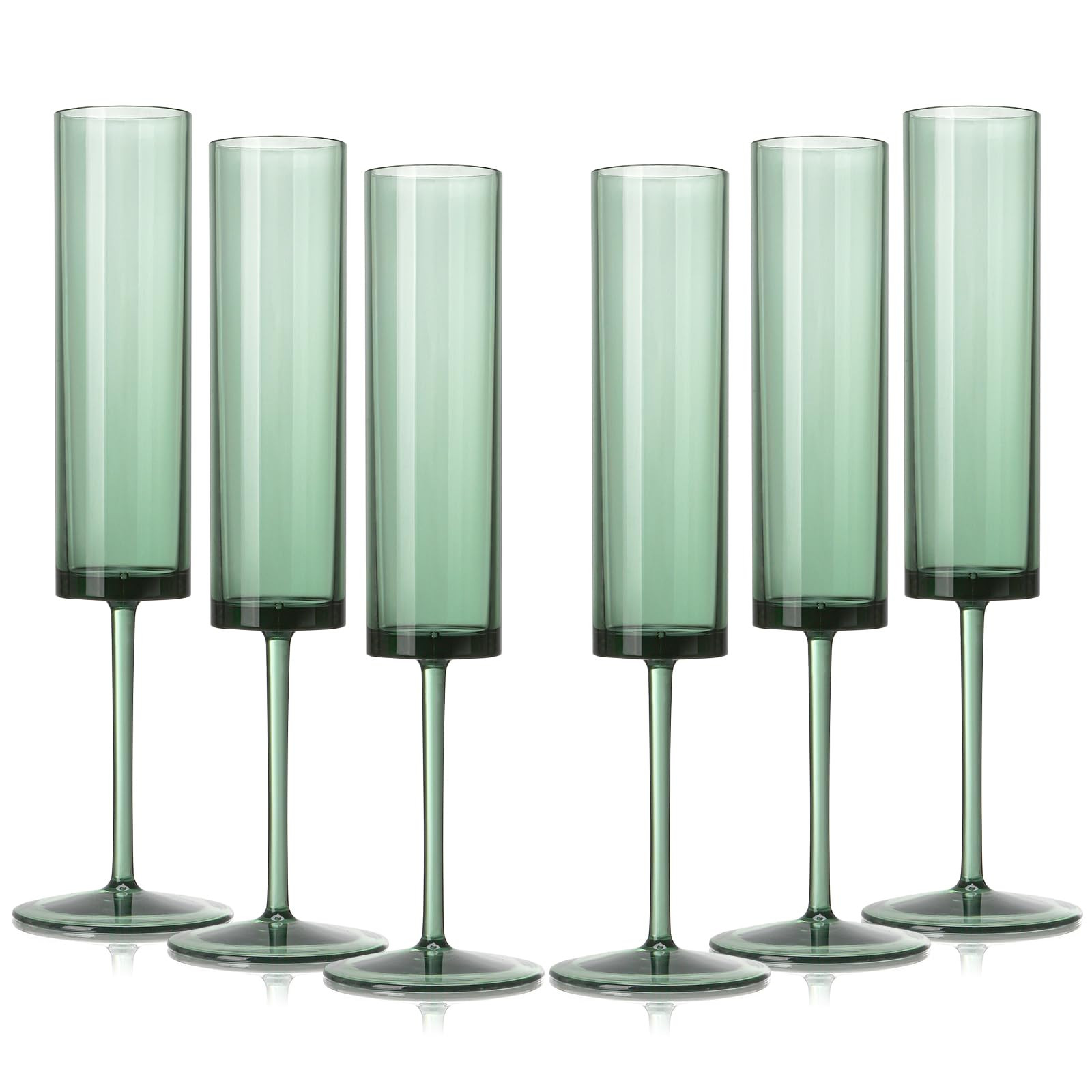 6 Pack Acrylic Dark Green Wine Glasses Green champagne glasses Champagne Flutes Sparkling Wine Gl... | Amazon (US)