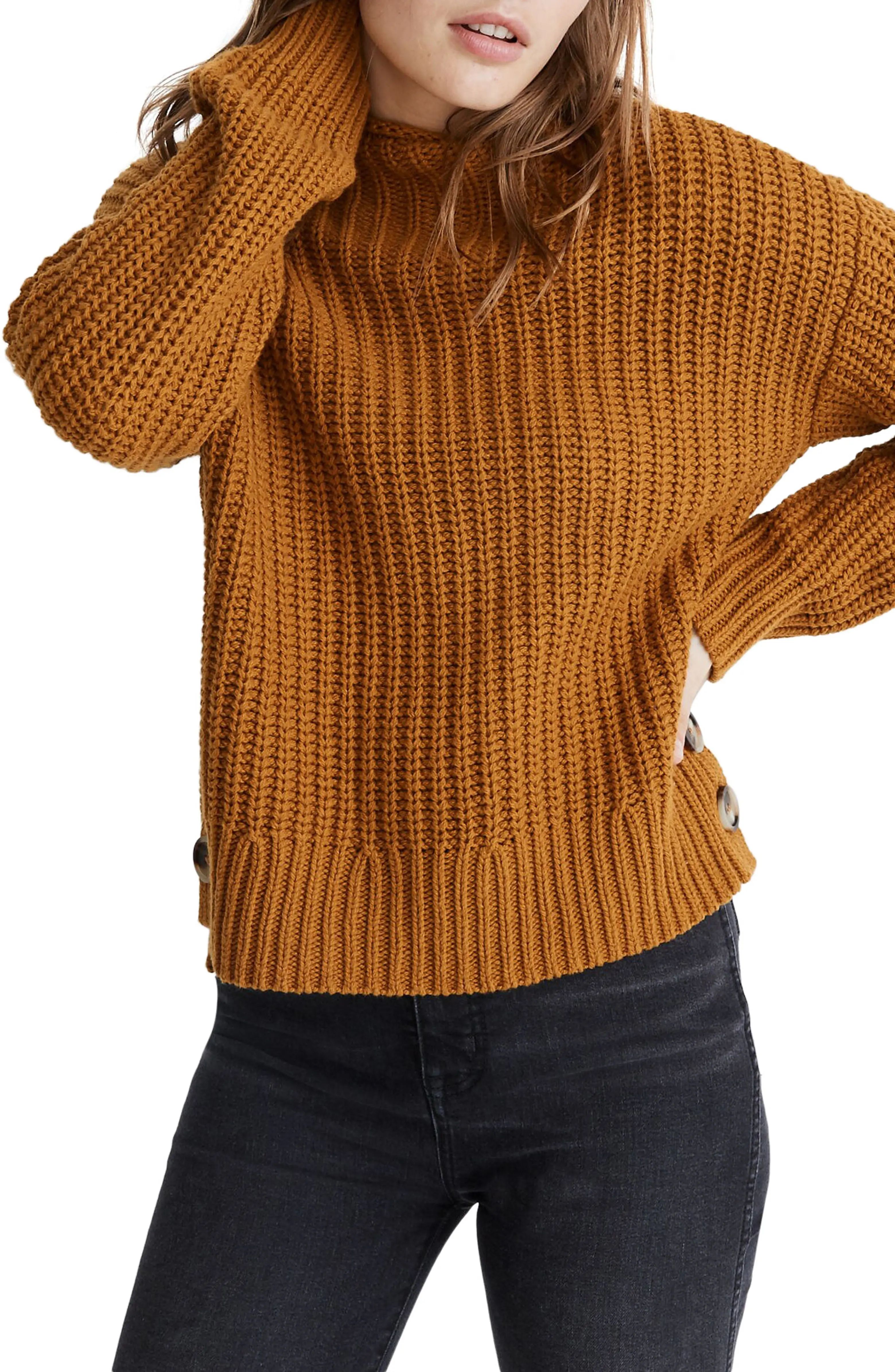 Mock Neck Side-Button Pullover Sweater | Nordstrom