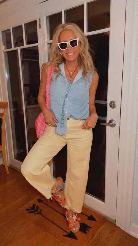 All the pops of color…summer is my paradise… I honestly love everything about this time of year…such a comfortable denim and great denim shirt… wearing a medium top and true to size jeans… all the fun jewels, use code LINDSAY… just loving this weekend vibe… jeans, sandals, summer outfit, free people, Anthropologie 

#LTKStyleTip #LTKSeasonal #LTKVideo