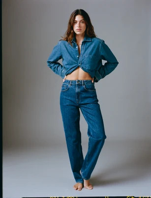 Crawford Jeans: Straight Leg - High Waist, Mid Blue | With Nothing Underneath
