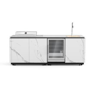 4-Burner Propane Gas Grill Island with Refrigerator & Sink in White Granite | The Home Depot