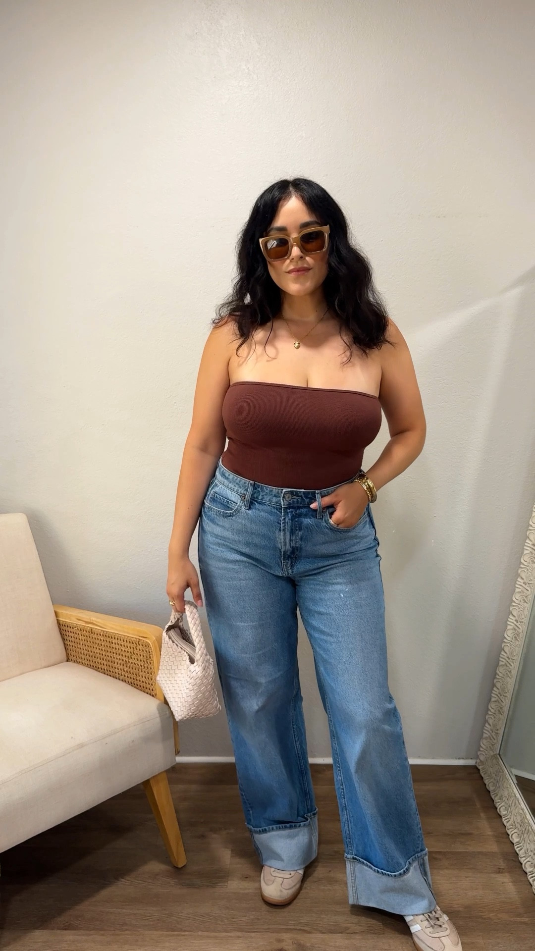 Casual cute Thanksgiving look with wide leg jeans and a brown tube top. Comfy, warm weather friendly, and so easy to wear.

tube top // M
wide leg jeans // 10
sneakers // 8


#LTKootd #LTKStyleTip #LTKFindsUnder50