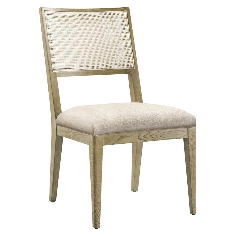 Kaia Beige Performance Cane Dune Brown Oak Dining Side Chair | Kathy Kuo Home