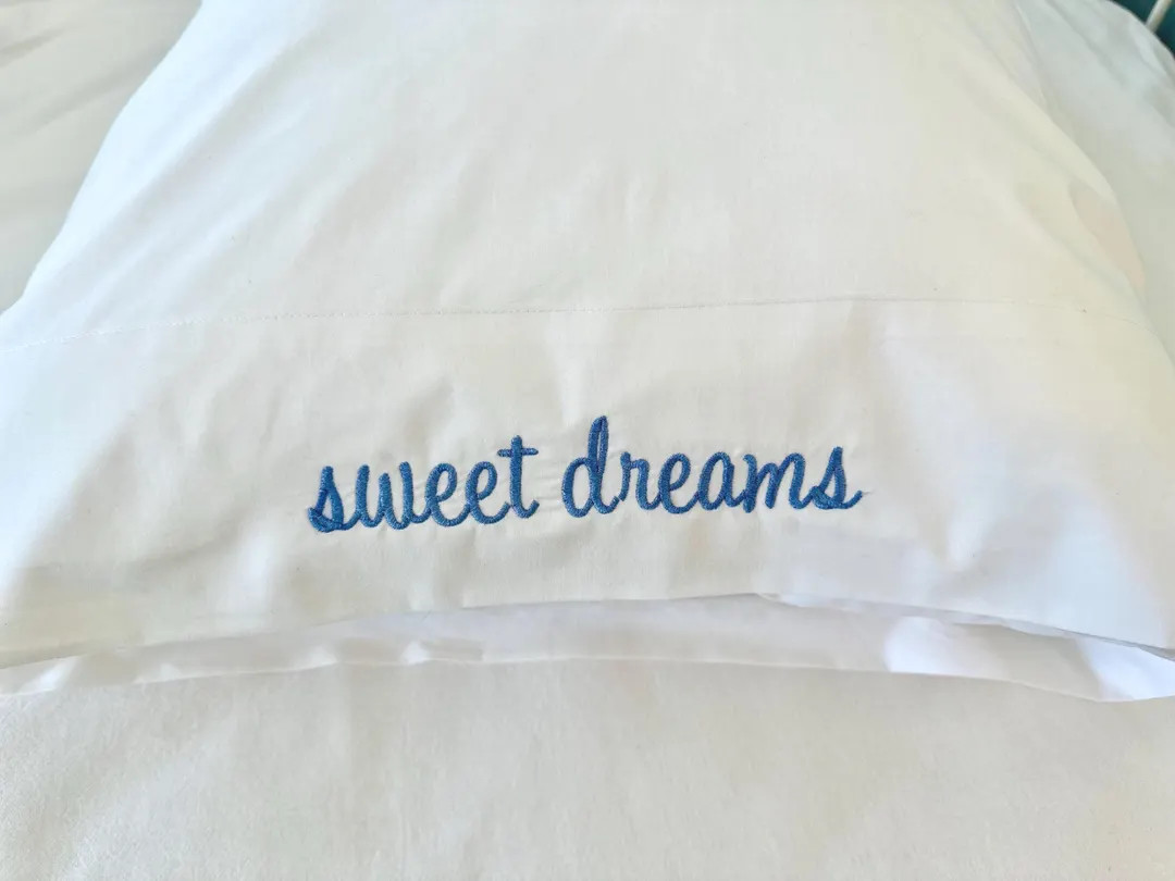 Custom Embroidered Cotton Pillowcase: Sweet Dreams, Dorm Decor, Name Pillow - Etsy | Etsy (US)