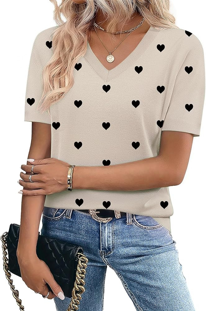 Zeagoo Womens Short Sleeve Sweaters 2026 Summer Lightweight V Neck Pullover Tops Dressy Business ... | Amazon (US)