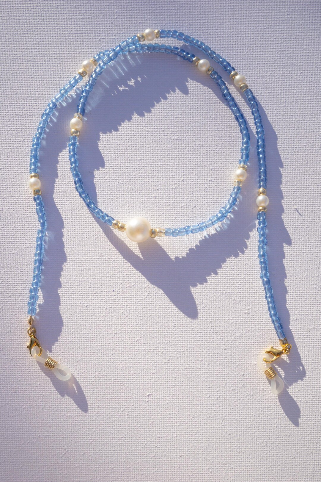Blue Beaded Glasses Chain With Pearls - Etsy | Etsy (US)