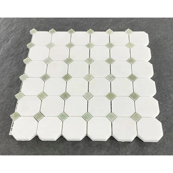 Thassos 2" x 2" Octagon and Dot Mosaic Wall & Floor Tile | Wayfair North America