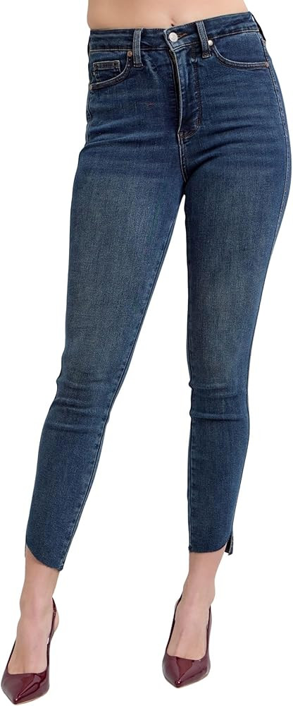 Judy Blue Women's High-Rise Tummy Control Step Hem Skinny Jeans | Amazon (US)