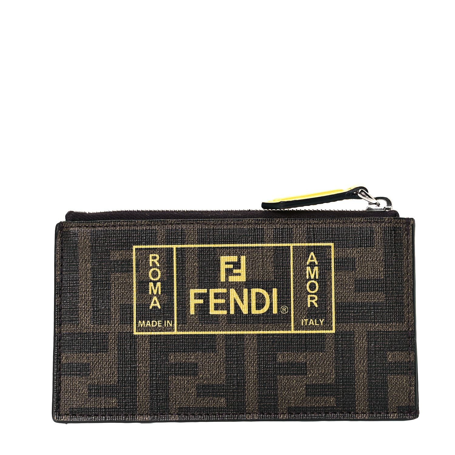 FENDI

Glazed Fabric FF 1974 Roma Amor Zip Card Holder Wallet Tobacco Yellow | Fashionphile