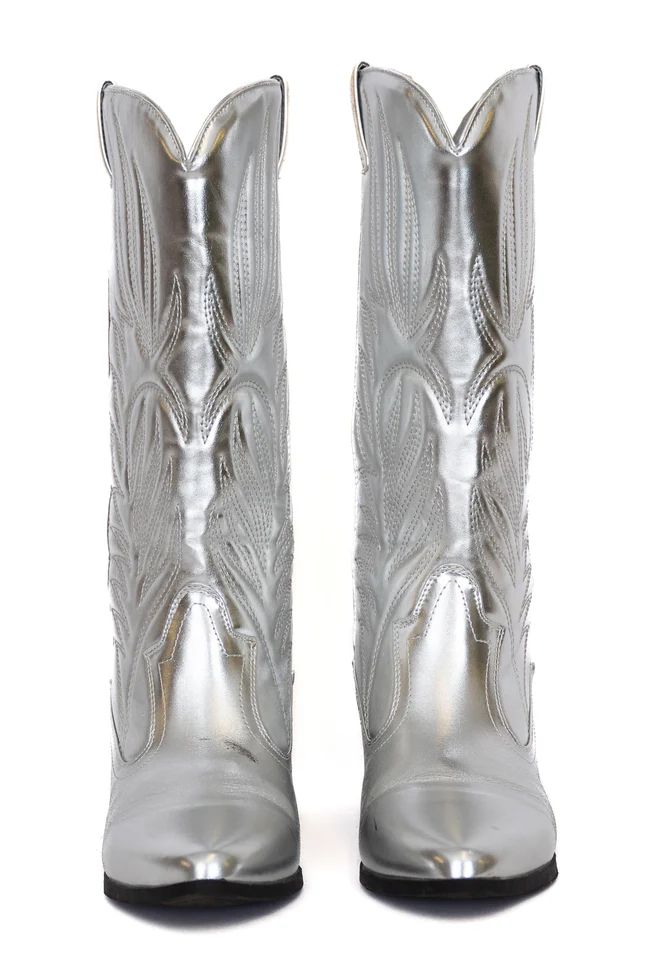 Dixie Silver Western Boots | Pink Lily